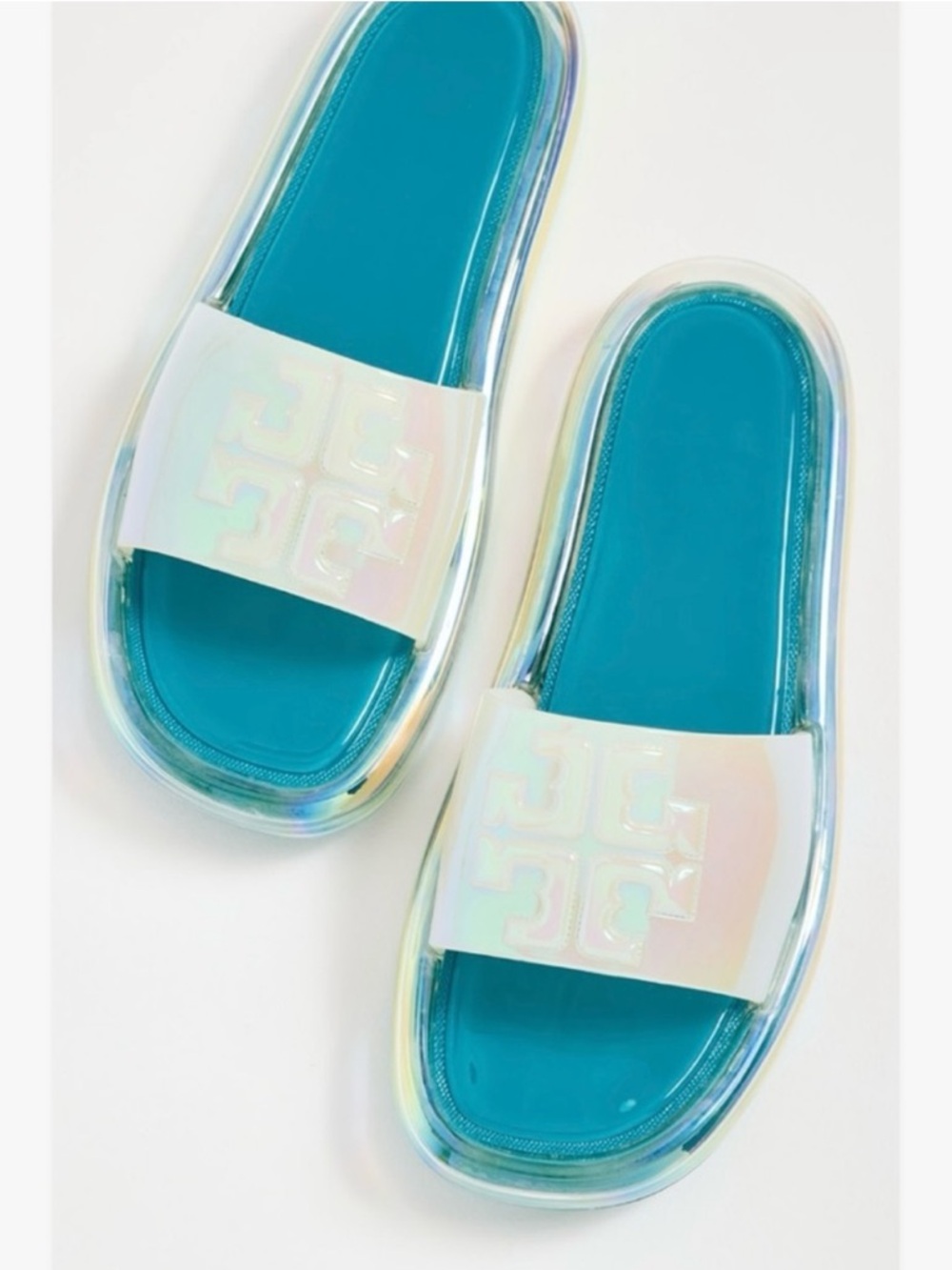 Tory Burch Clear Bubble Jelly Flat Sandals In Iridescent Size 6